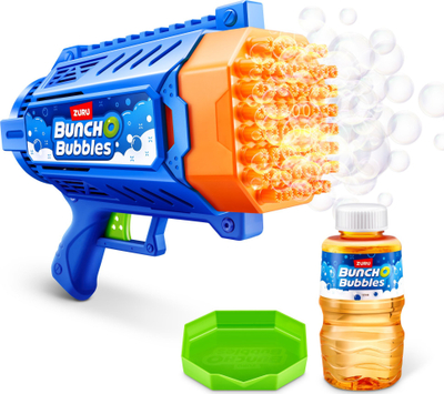 Lodër pistoletë flluskash Zuru Bunch O Bubbles Blaster Medium, motorike, me solucion, blu portokalli