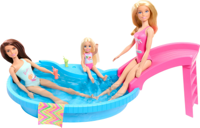 Сет за игра Barbie кукла со базен, кукла со играчка-базен, повеќебоен