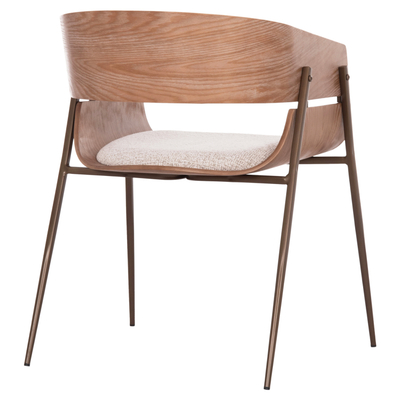 Karrige ngrënieje Krill HM18254.01, plywood whitewash, këmbë metalike bakri, bezhë