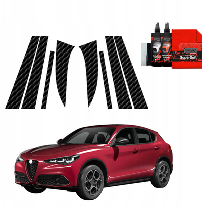 Foli mbrojtëse karboni BodyShield për Alfa Romeo Stelvio, 8 në 1, për shtyllat B dhe C, ngjyrë e zezë