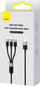 Kabllo karikimi Baseus StarSpeed, USB në Micro USB, Lightning, USB C, 3.5A, 0.6 m, e zezë
