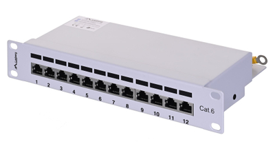 Panel patch Lanberg PPF6-9012-S, 1U 10", 12x RJ45 Cat.6, gri