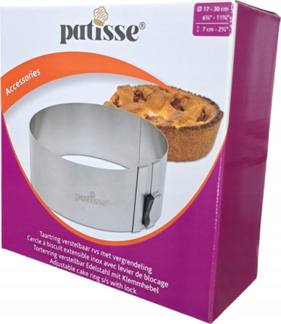 Rreth torte i rregullueshëm, 17–30 cm, çelik inox, me bllokim