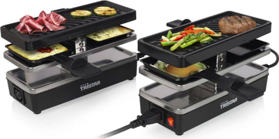 Grill raclette Tristar RA-2742, 4 tiganë, pllaka jo ngjitëse, ngjyrë e zezë