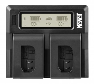 Karikues dykanalësh Newell DC-LCD për DMW-BLK22, me ekran LCD, për makinë dhe prizë, i zi