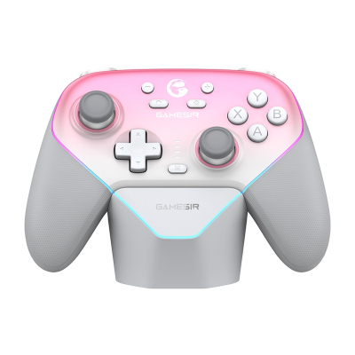 Gamepad wireless GameSir Super Nova, tri-mode, RGB, i bardhë rozë