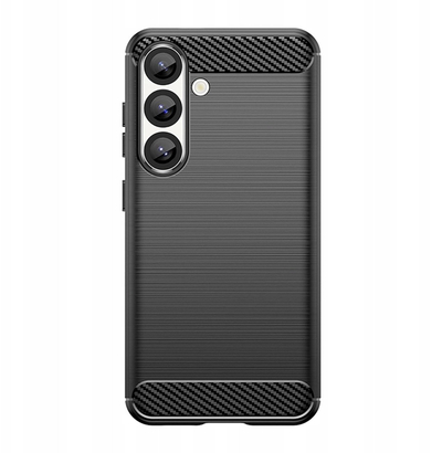 Mbrojtëse telefoni Hurtel Carbon Case për Samsung Galaxy S25 Edge, silikoni, e zezë