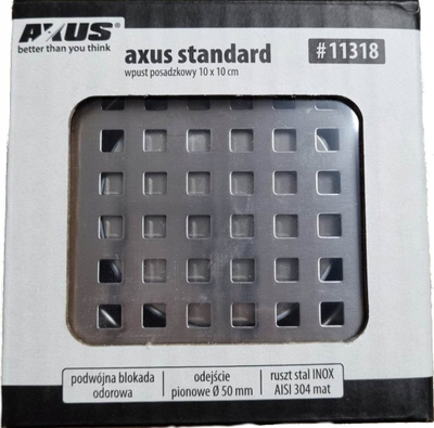 Shkarkues dyshemeje Axus 10x10 cm, trap i thatë, inoks mat, gri