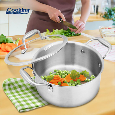 Tigan gjysmë i thellë Heinner ATOMIC3, 20cm, 2.8L, çelik inox