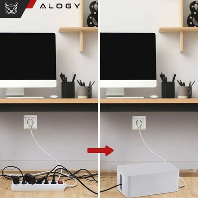Организациона кутија за кабли Alogy Box Large L, 40 cm, ПВЦ пластика, бела