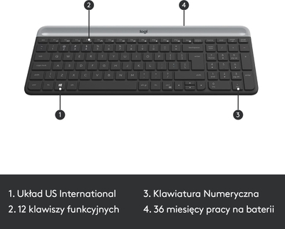 Set tastierë dhe mi Logitech MK470 Slim me tela, Full HD 1080p, i zi