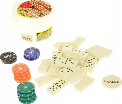 Set domino Adar 550407, 45 pjesë, me kovë ruajtëse, shumëngjyrësh