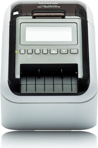 Printer etiketa termik Brother QL820NW, me Wi‑Fi, Bluetooth, USB, bardh e zi