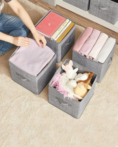 Set për me rregullu dollapin, 6 copë, 26x26x28 cm, gri