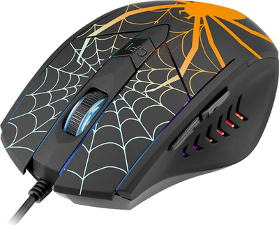 Maus gaming Tracer GameZone Black Widow RGB, me kabllo, 1600 DPI, i zi