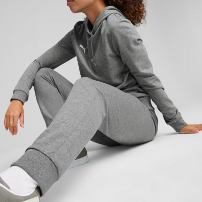 Спортски панталони Puma Team Goal Casuals W, памук, за жени, сиви