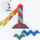 Mozaik druri KuKibik Wooden Mosaic Triangles, 64 copa, 30 karta detyrash, shumëngjyrësh