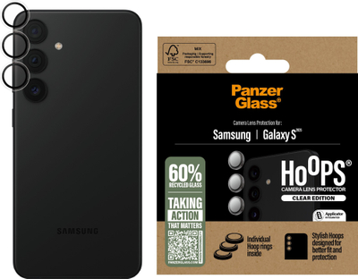 Mbrojtës lente PanzerGlass Hoops për Samsung Galaxy S25, xham i temperuar, kornizë transparente