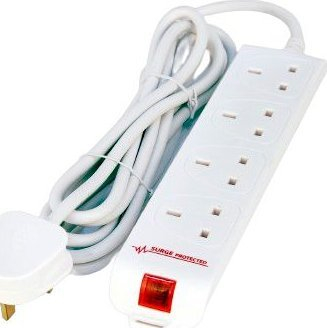 Zgjatues energjie Microconnect MC-UKSURGESTRIP4-5M, me 4 dalje UK, kabllo 5 metra, i bardhë
