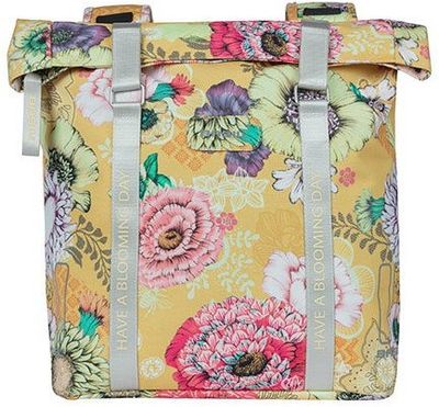 Çantë dyshe biçiklete Basil Bloom, 35L, me reflektorë, shumëngjyrëshe