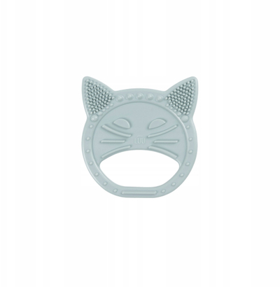 Играчка глодалка за бебе Lull Luu Cat, силикон, форма на маче, светло сива