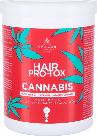 Maskë flokësh Kallos Hair Pro Tox Cannabis, rigjeneruese, me vaj kërpi, 1000ml