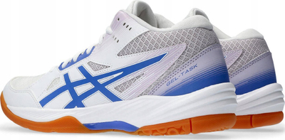 Këpucë volejbolli Asics Gel-Task MT 3 W, me GEL përthithje goditjesh, për goca, të bardha me blu