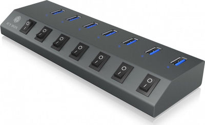 Hub USB ICY BOX IB-HUB1701-C3, 7 porta USB 3.2 Gen 1, 5 Gbit/s, ngjyrë antracit