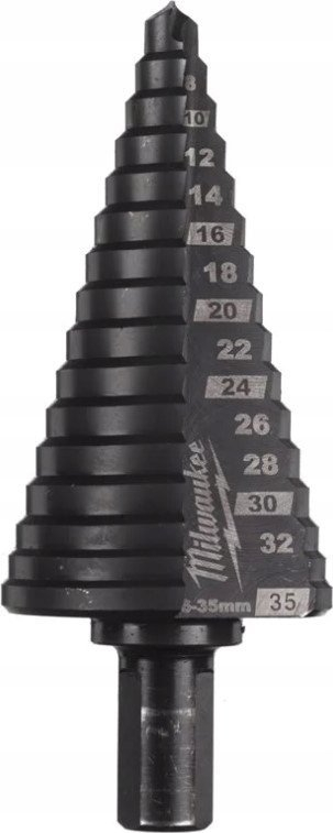 Freza shkallare Milwaukee Cobalt Step Drill Bit, 6–32 mm, për hekur dhe inox, e zezë