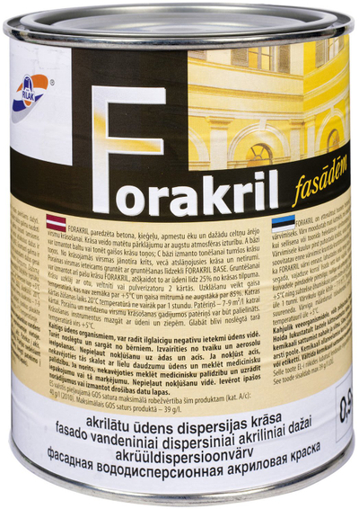 Bojë fasade Rilak Forakril C, akrilike, 0.9L, e bardhë