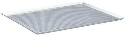 Tepsi pjekjeje De Buyer me vrima, 40x30cm, çelik inox, ngjyrë argjendi