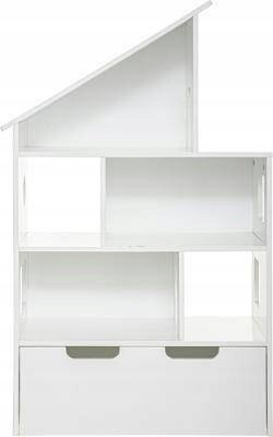 Raft librash Atmosphera House, me arkë me rrota, MDF, i bardhë
