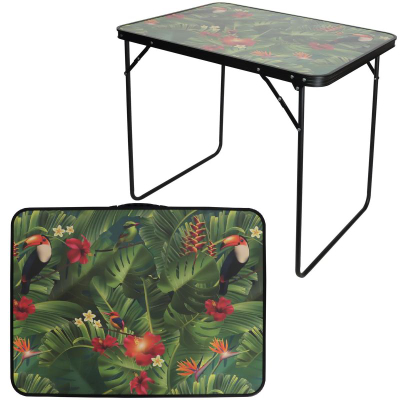 Tavolinë kampingu ST Garden Folding Suitcase, 80x60x70 cm, alumin, me lule
