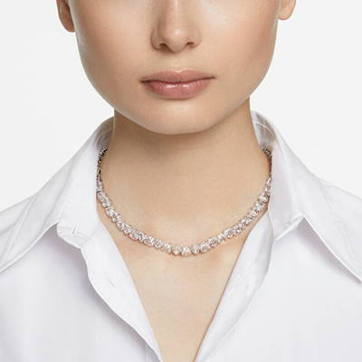 Qafore për femra Swarovski Millenia, 38cm, e argjendtë