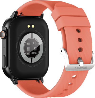 Ora inteligjente Gravity GT15-3, ekran 2.04", Bluetooth, e zezë me rrip silikoni të kuq