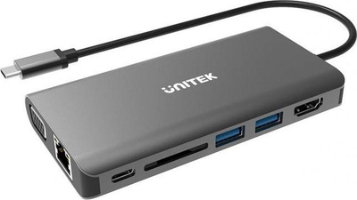 Hub Unitek O8 + Replikator D1019A, 100 W, 2 x USB 3.0/ USB-C, 4k