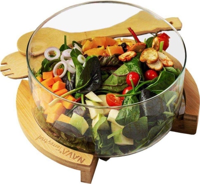 Tas sallate NAVA Terrestrial, qelq me bazë bambuje, 5L, 24cm, transparent