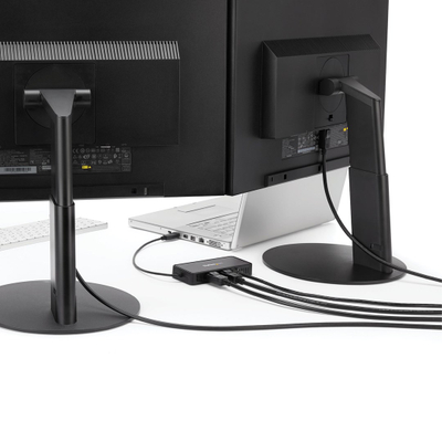 Dok lidhës StarTech USB 3.0 Mini Dock, dy ekrane, Gigabit Ethernet, i zi
