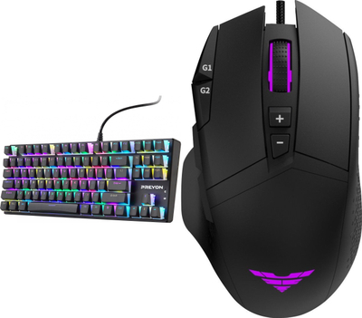 Set gaming Preyon Brown Blitz Claw PBRBC87B dhe Preyon Falcon PFG27B, tastierë mekanike TKL, maus gaming, i zi