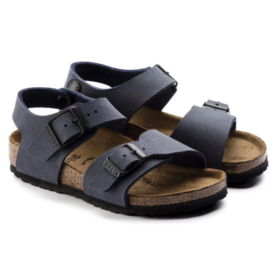 Sandale për kalamaj Birkenstock New York BS Jr, shollë anatomike, Birko Flor nubuck, bezhë