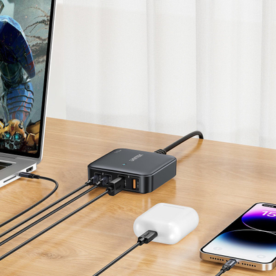 Karikues muri Unitek P1228A, 70W GaN, 2x USB A 2x USB C, i bardhë