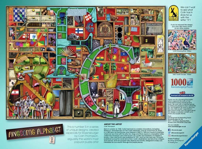 Puzzle Ravensburger Awesome Alphabet F &amp; G, 1000 copa, 70 x 50 cm, shumëngjyrësh