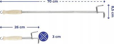 Ndihmës për veshjen e këpucëve Maximex, teleskopik 26 70 cm, metal inox, ngjyrë argjendi