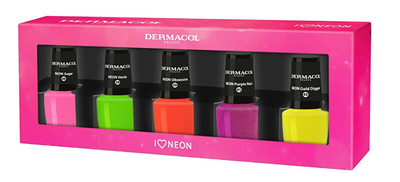 Set për manikyr Dermacol Neon Nail Polish 2023, 5 ngjyra neon