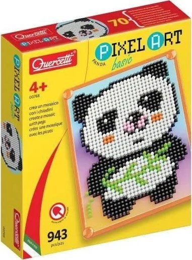 Set kreativ Quercetti Pixel Art Basic Panda, mozaik me piksela, shumëngjyrësh