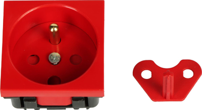Prizë elektrike STASINSKI JAVEL GN-DATA-1P/LS System 45, 230V 16A, modul 45x45 mm, e kuqe
