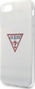 Kapak telefoni Guess Hard Case Triangle Logo, për iPhone SE 8 7, plastik, i bardhë me shkëlqim