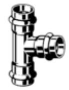 Pjesë T tubacionesh Viega Prestabo 558666, 42x42x42mm, çelik i galvanizuar, argjendtë
