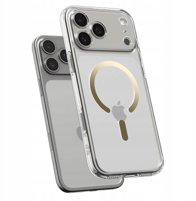 Mbrojtëse telefoni Spigen Ultra Hybrid MagSafe për iPhone 17 Pro Max, transparente me të artë