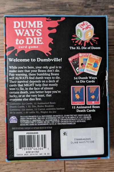 Lojë me letra Spin Master Dumb Ways to Die, 2‑5 lojtarë, mosha 12+